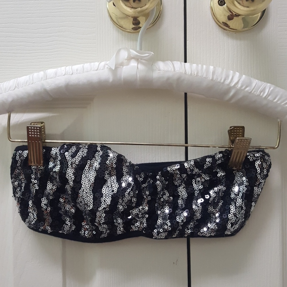 Urban Outfitters Black/ Silver Sequin Bandeau